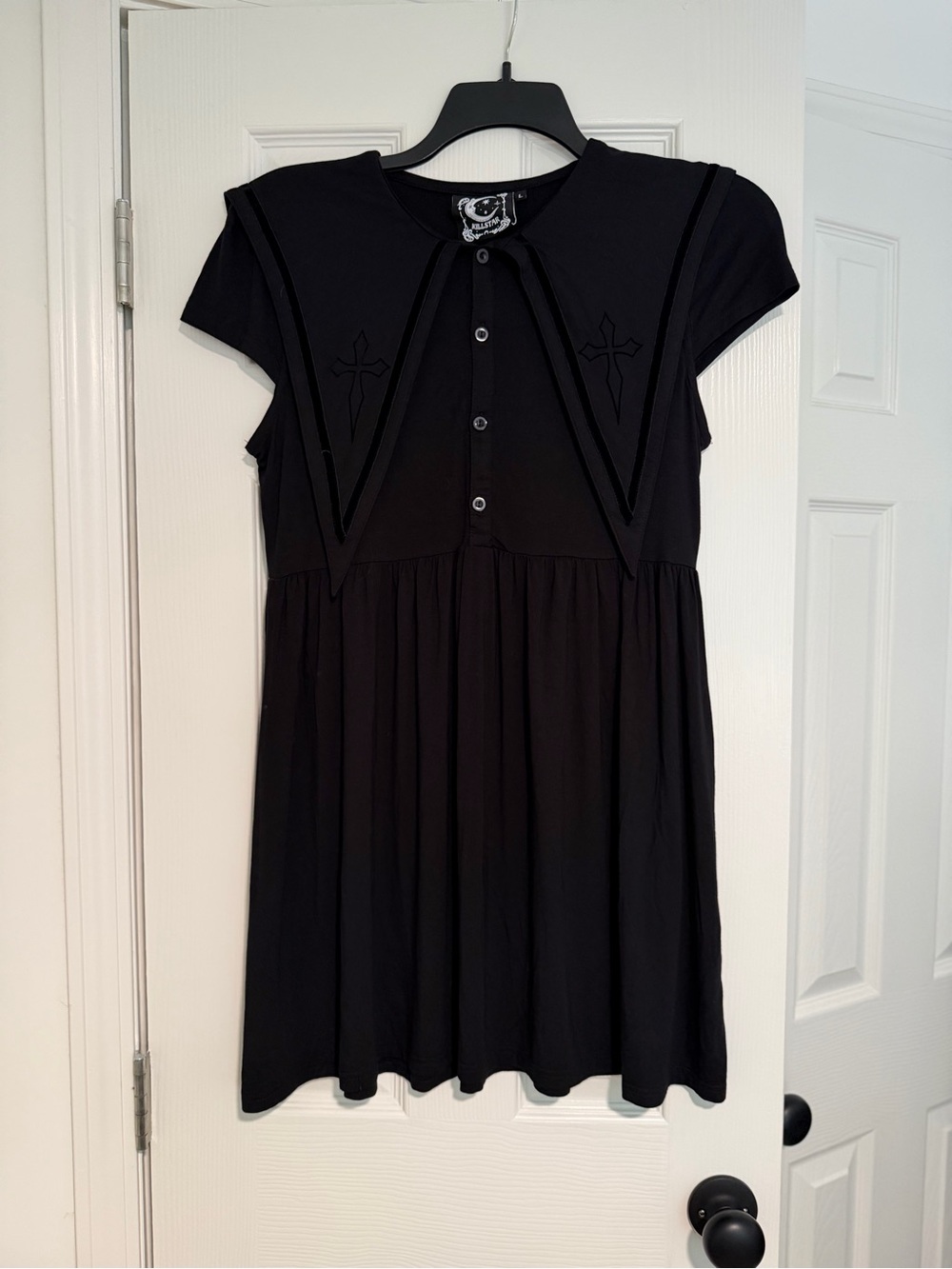 Killstar Black Sailor Collar Midi Dress